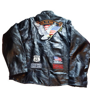 Rebel Ryder Leather Motorcycle Jacket Mens Size 3XL Black "Live To Ride" Black